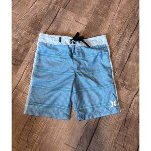 Hurley Boys Swim Trunks Blue Striped Board Shorts Size 7